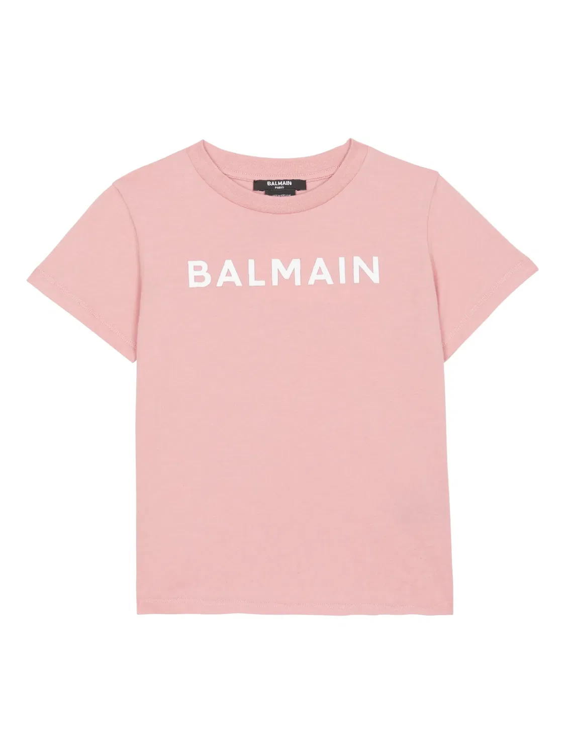 Футболка с логотипом из флокированного принта Balmain, розовый