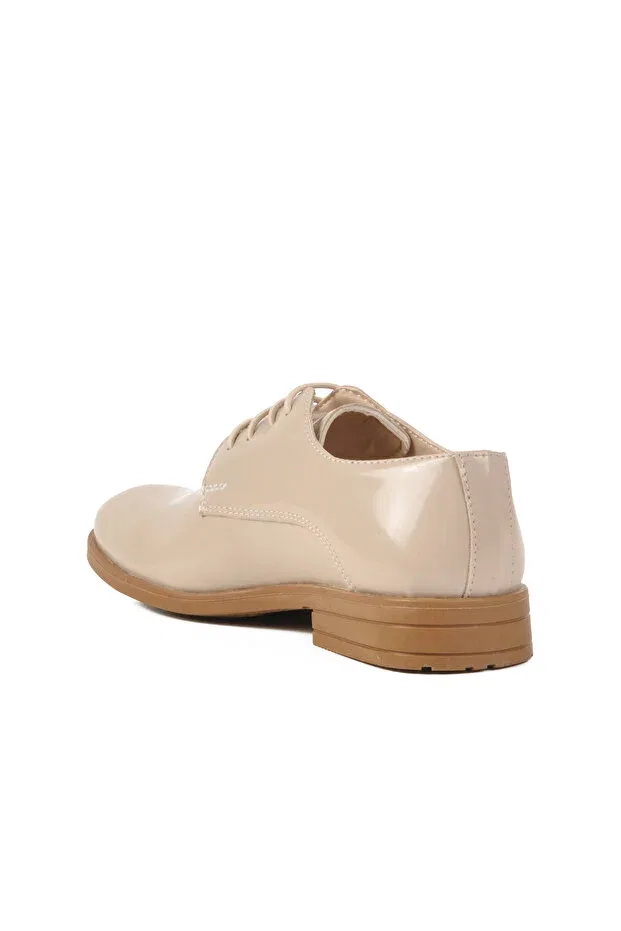 Детские классические туфли для мальчиков на шнуровке Ayakmod, Beige Patent Leather — фото 4