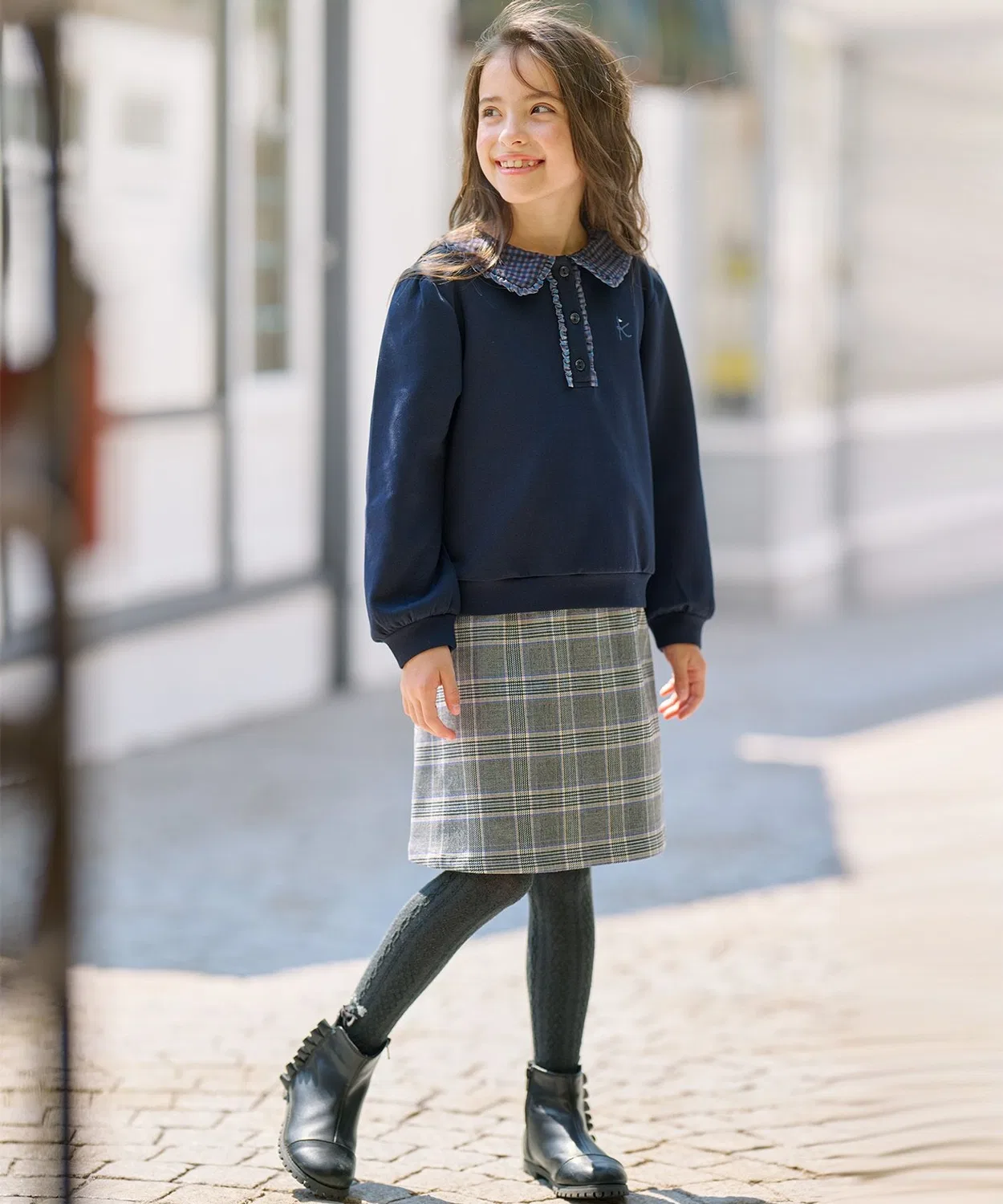 Детские колготки с бантом и узором Ribbon Kumikyoku KIDS, Navy — фото 3