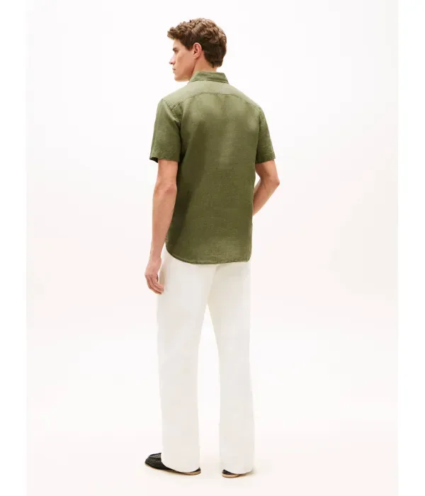 Льняная рубашка regular fit Tommy Hilfiger, оливково-зеленый — фото 3