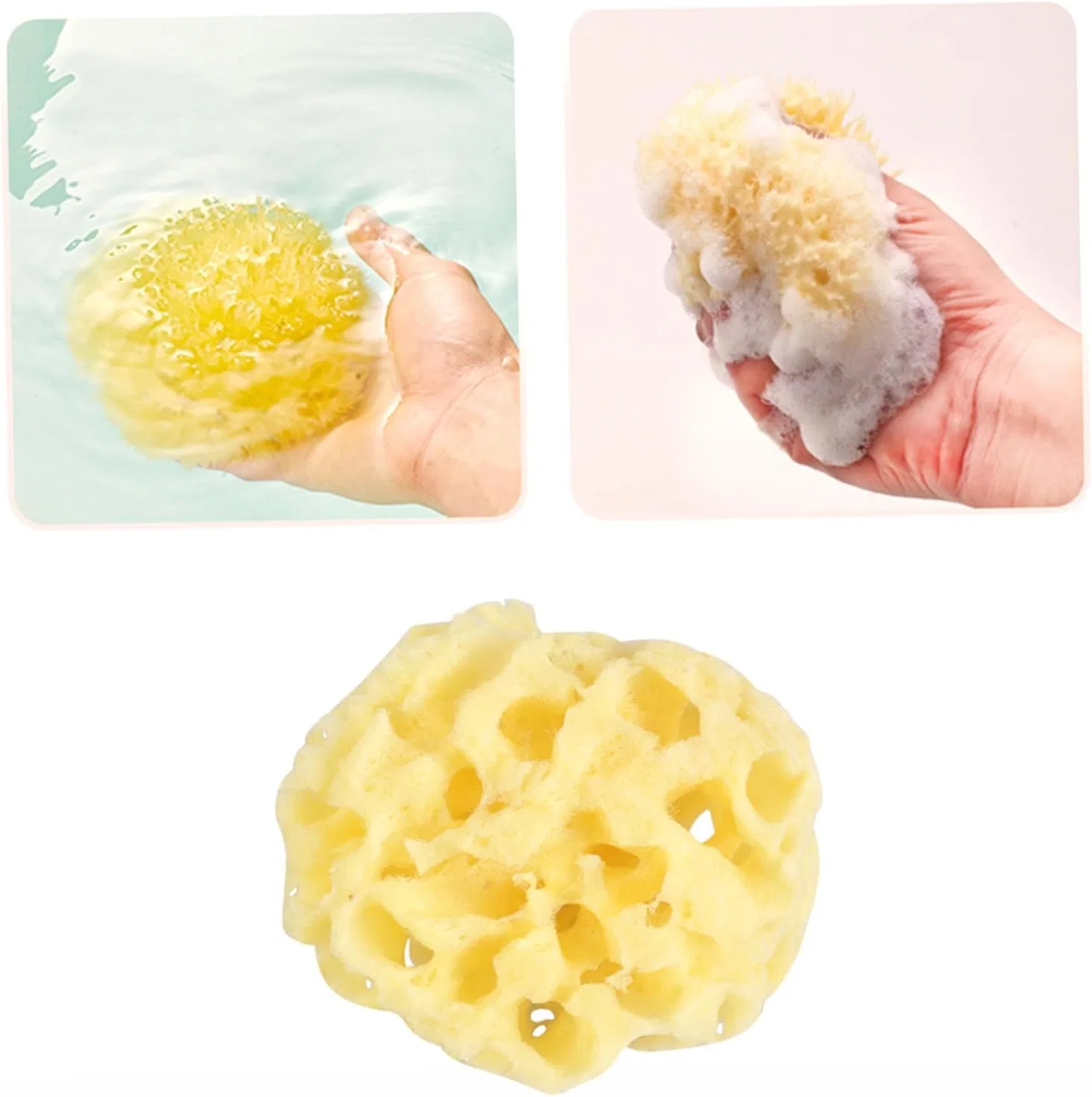 Мочалка для душа Honeycomb, HONITANO, 1 шт, 9x8x2.5 см, Yellow