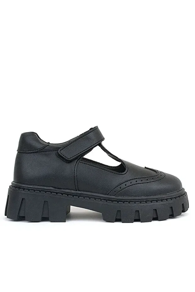Детские школьные туфли для девочек с липучкой Stella Butik, Black — фото 4