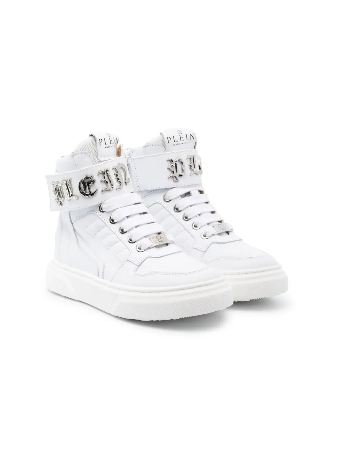 Кожаные высокие кроссовки Philipp Plein, белый