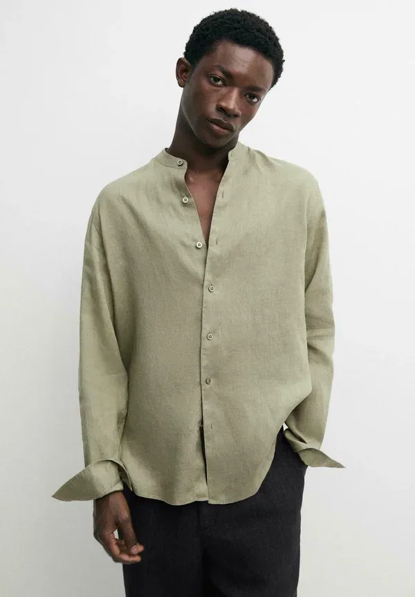 Рубашка из льна Shirt Massimo Dutti, light green, светло-зеленый