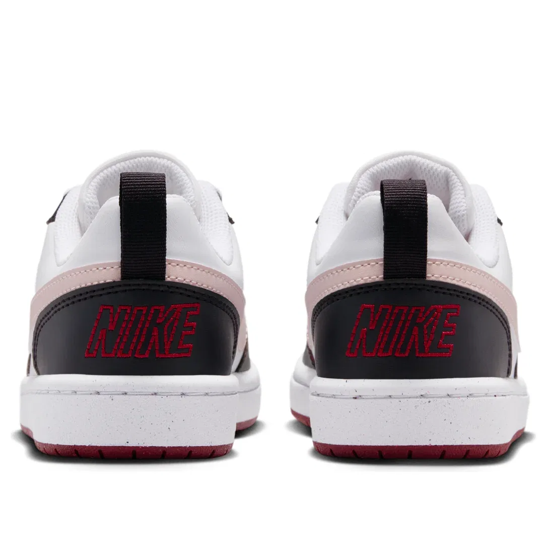 Детские кроссовки с кожаным верхом Court Borough Low SE 'White Black' Nike, White/Black/Soft Pink — фото 4