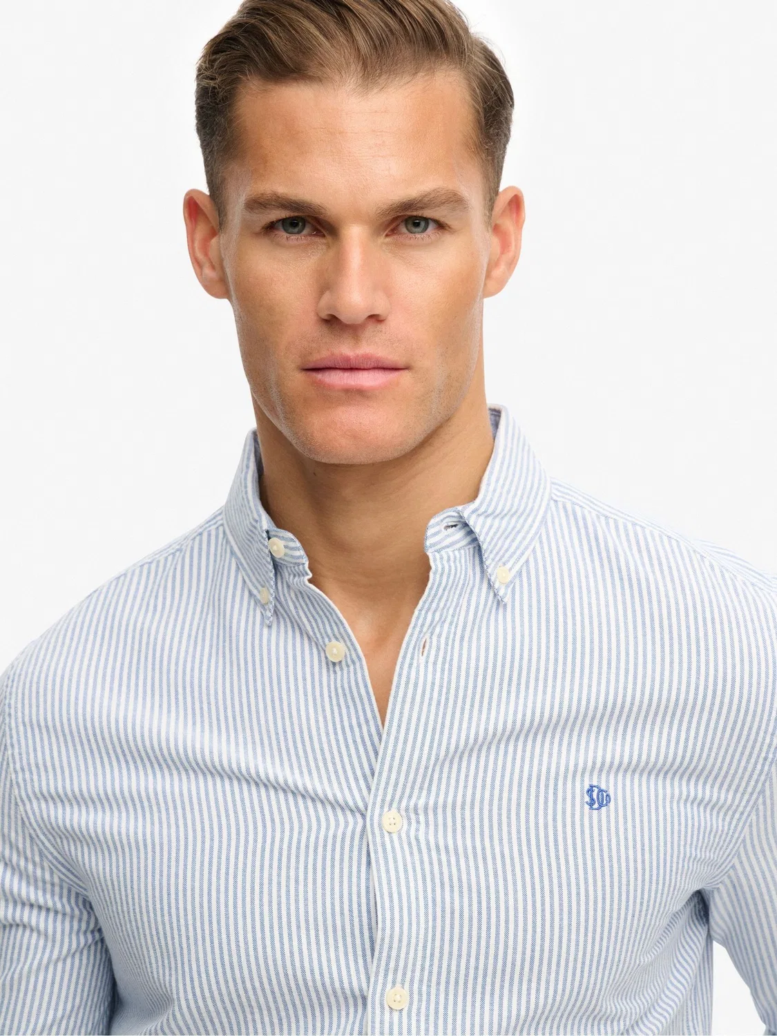 Рубашка Oxford с полоской Superdry, Azure Blue Chalk Stripe