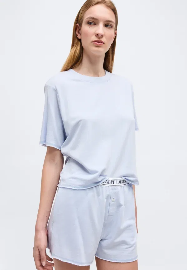 Пижамный комплект из хлопка и лиоцелла Short sleeve shirt short - pyjama set Polo Ralph Lauren, Xenon Blue, синий — фото 4