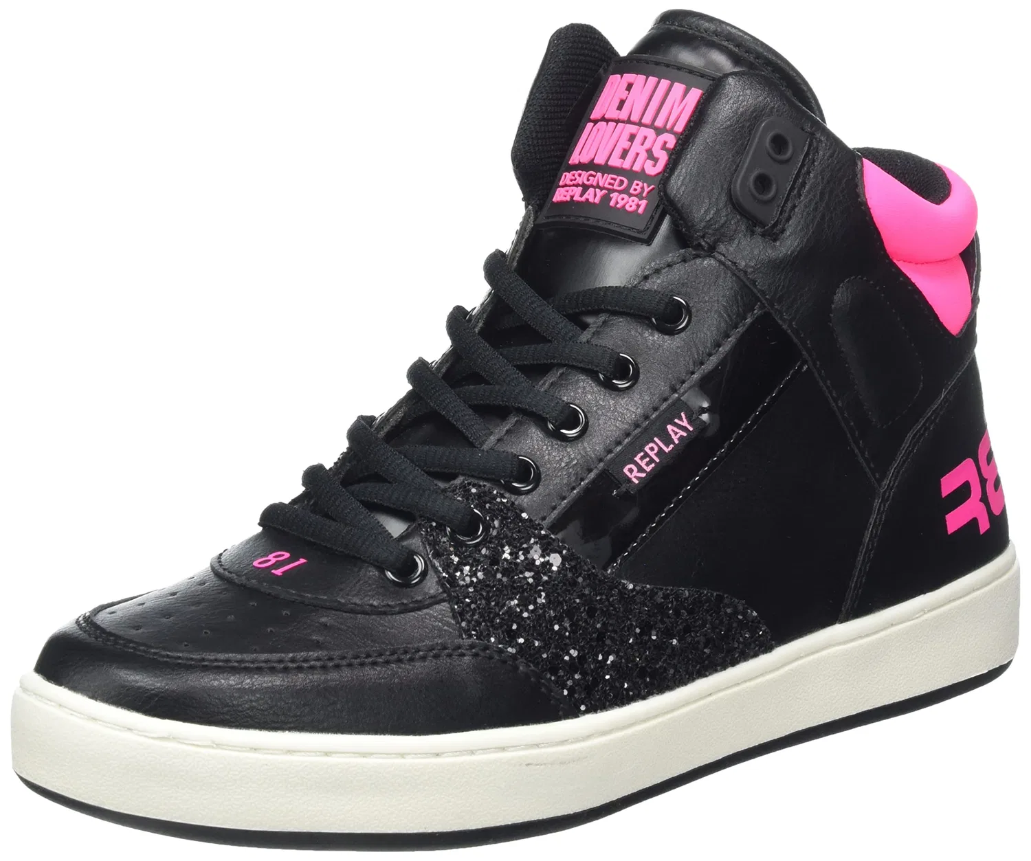 Детские кроссовки для девочек с принтом Cobra Replay, 1676black Fluo Fuchsia
