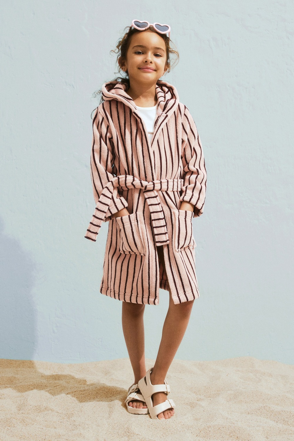 Халат детский H&M Cotton Terry, светло-розовый — фото 2