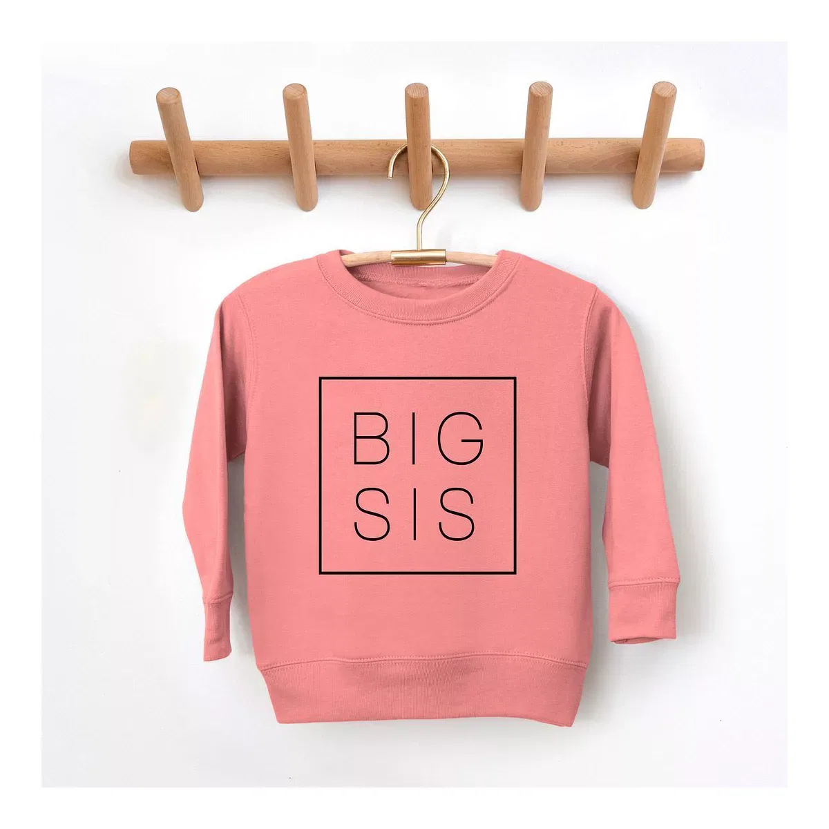Детский свитшот для девочек с принтом Big Sis Square The Juniper Shop, Mauve — фото 2