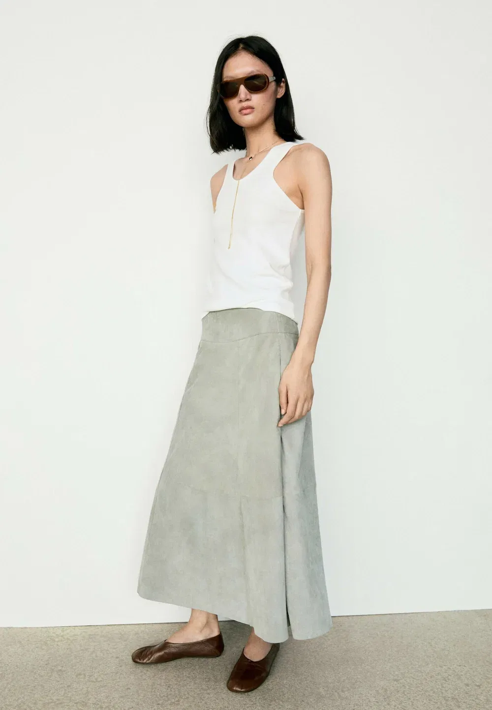 Футболка с круглым вырезом из смесовой хлопковой ткани Massimo Dutti, White — фото 2