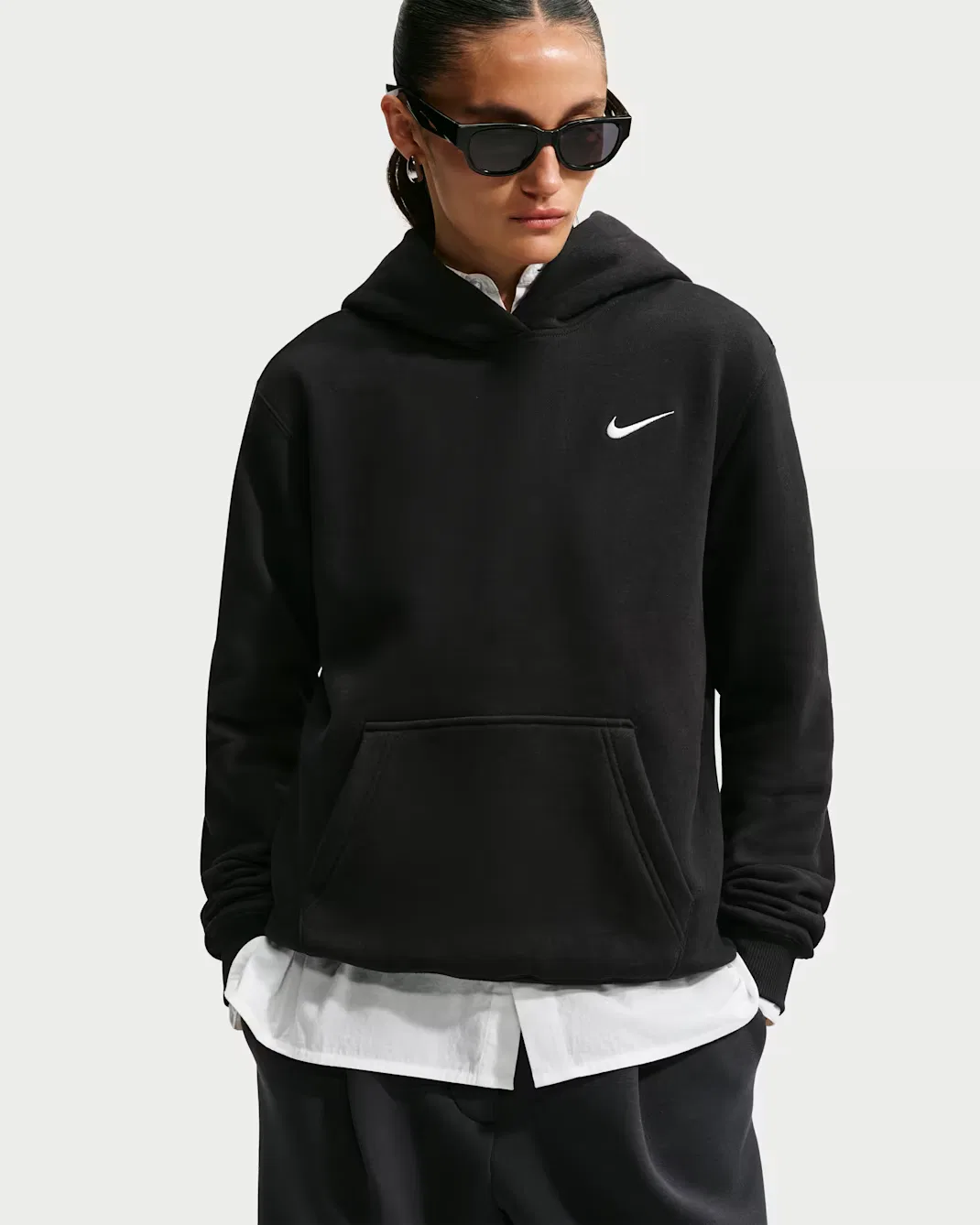 Женская толстовка с капюшоном Nike Studio Fleece Medium Weight, Total Black/Sail — фото 3