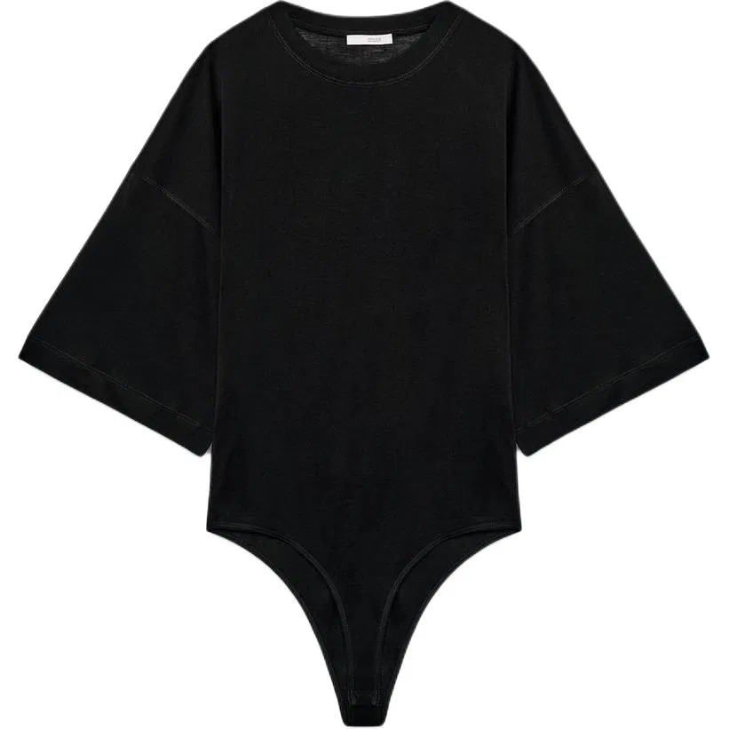 Женское боди с круглым вырезом, черный, ZARA
