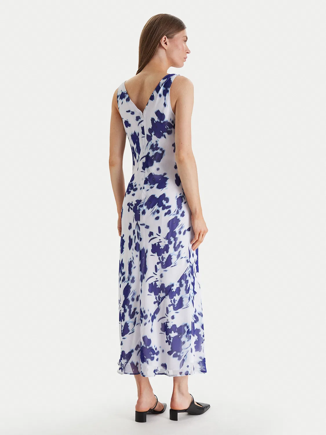 Женское вечернее платье стандартного кроя Printed Chiffon Sl Cowl Calvin Klein, белый — фото 3