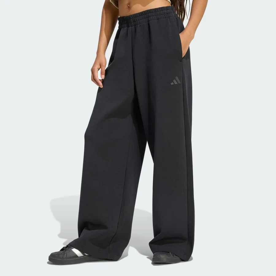 Спортивные брюки с мягкой тканью, модель Soft Lux Straight Leg Pants, adidas, Черный