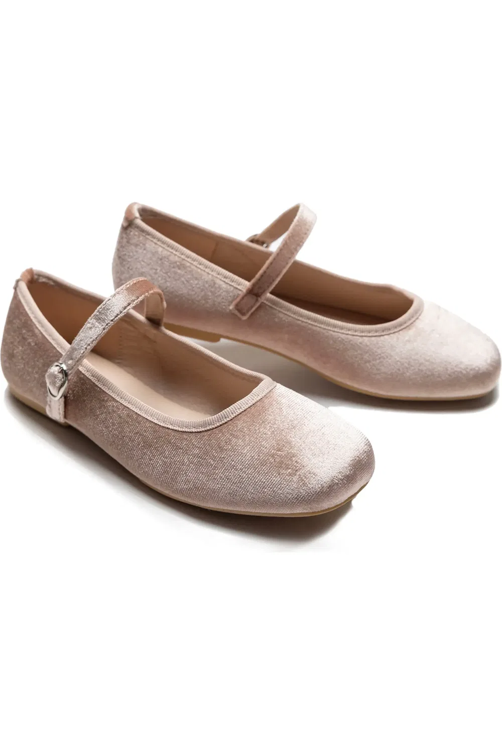 Детские туфли балетки на плоской подошве Michelle Satin Velvet Tulleen, Powder