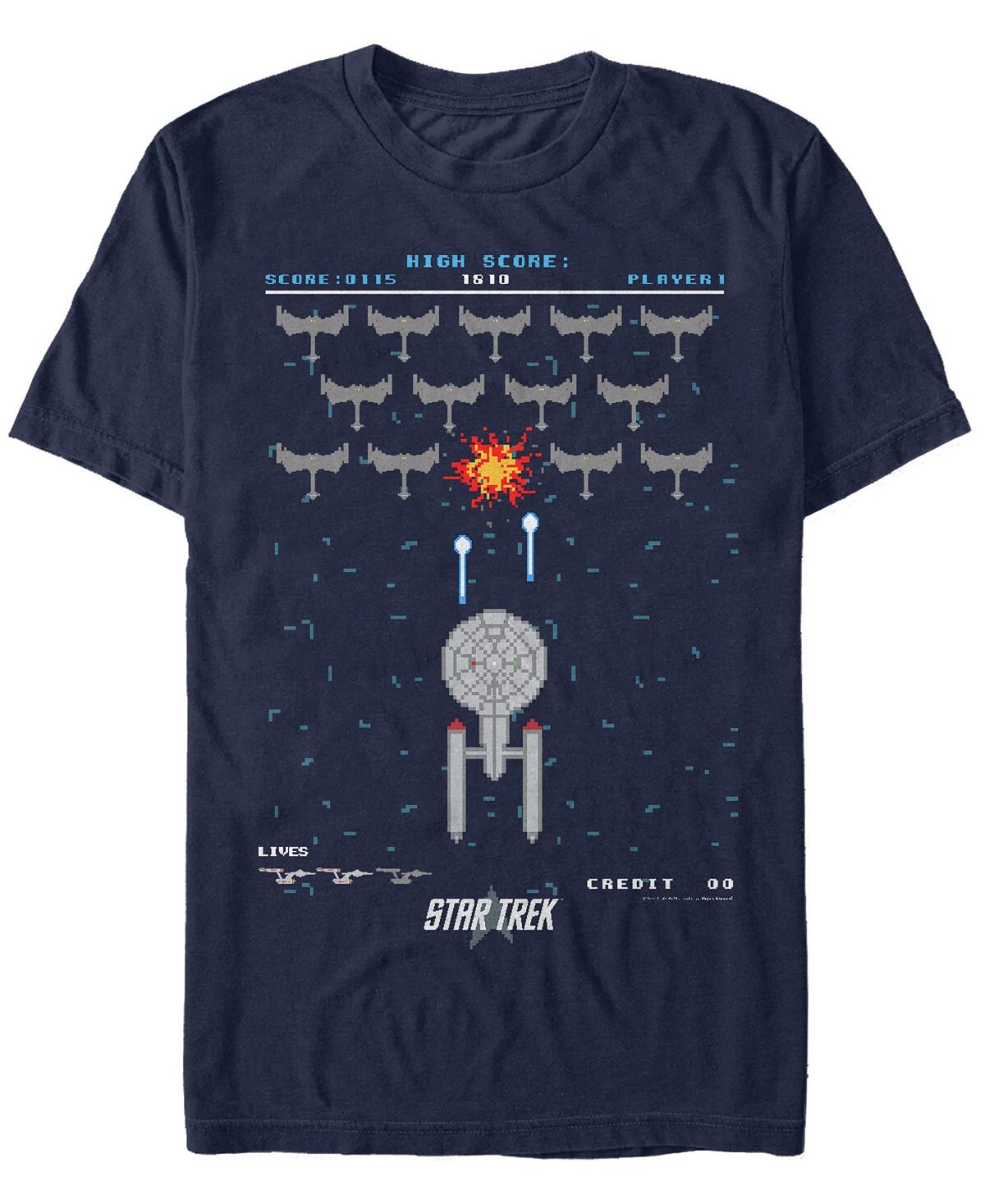 

Мужская футболка с коротким рукавом star trek the original series pixelated fighter Fifth Sun, синий