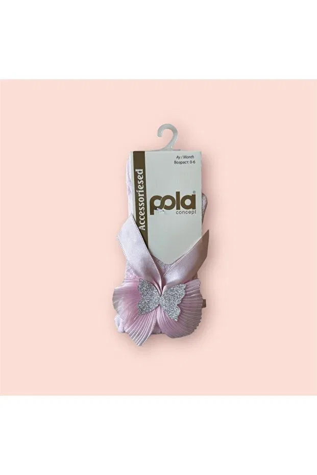 Детские носки для девочек с принтом Pink Butterfly Patterned Pola, Pink
