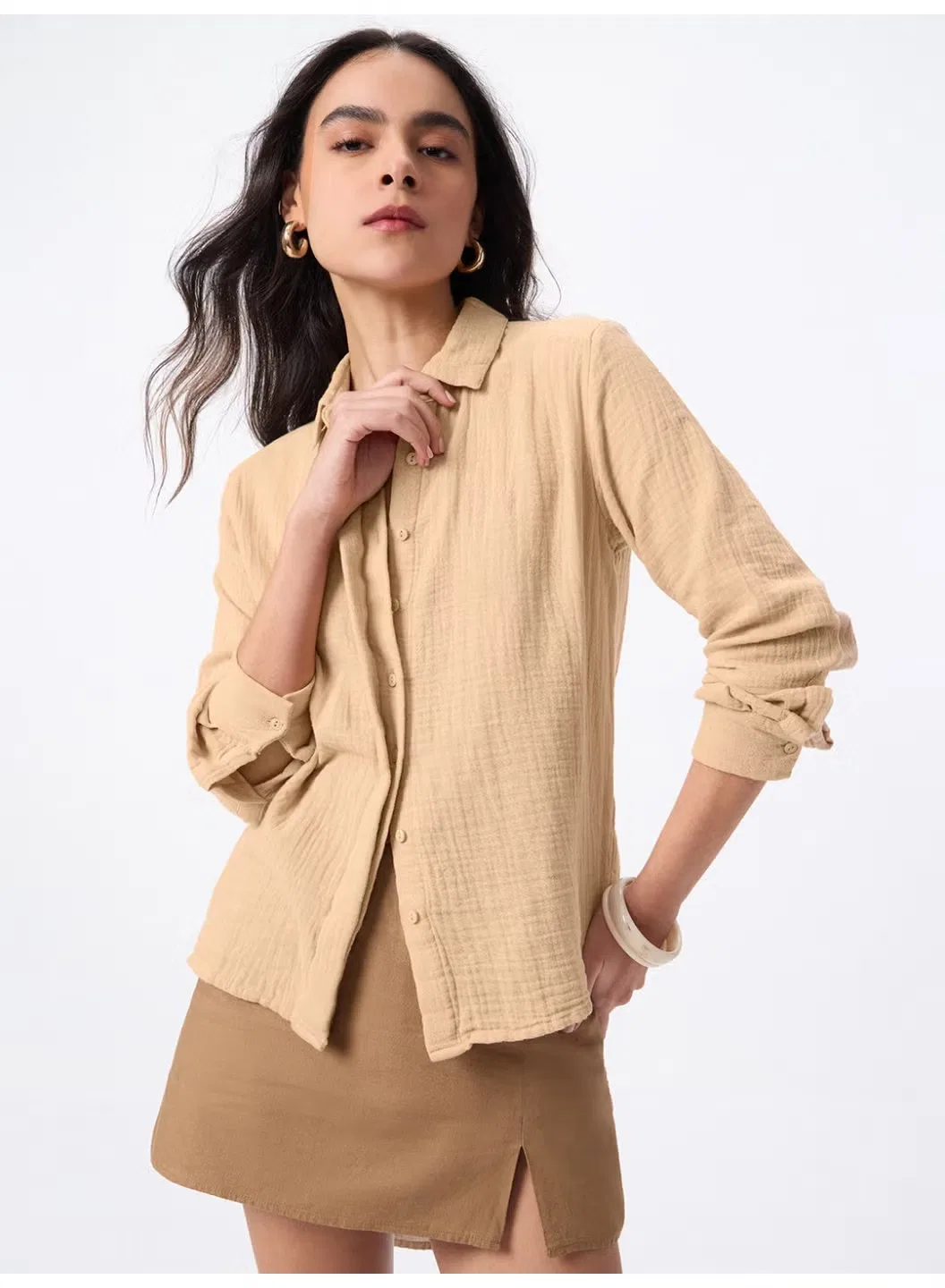 Рубашка оверсайз с длинным рукавом Minimalist line The Souled Store
