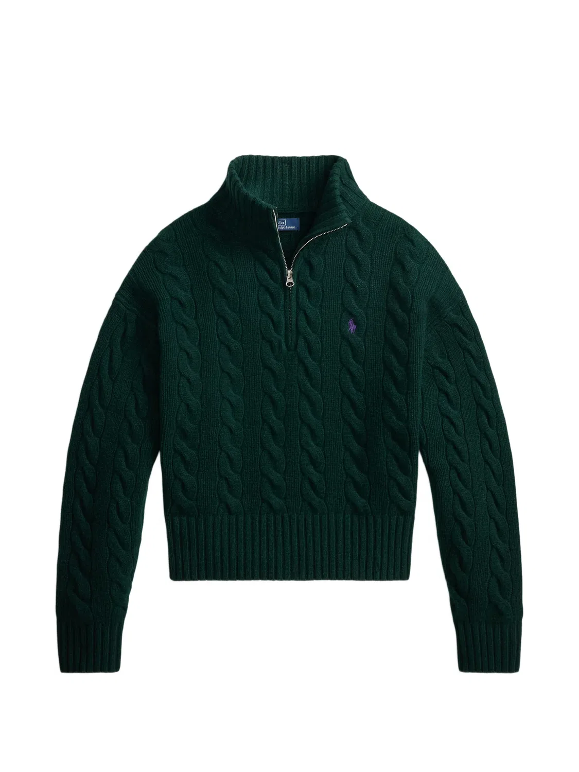 Polo Ralph Lauren Джемпер с косами на молнии зеленый