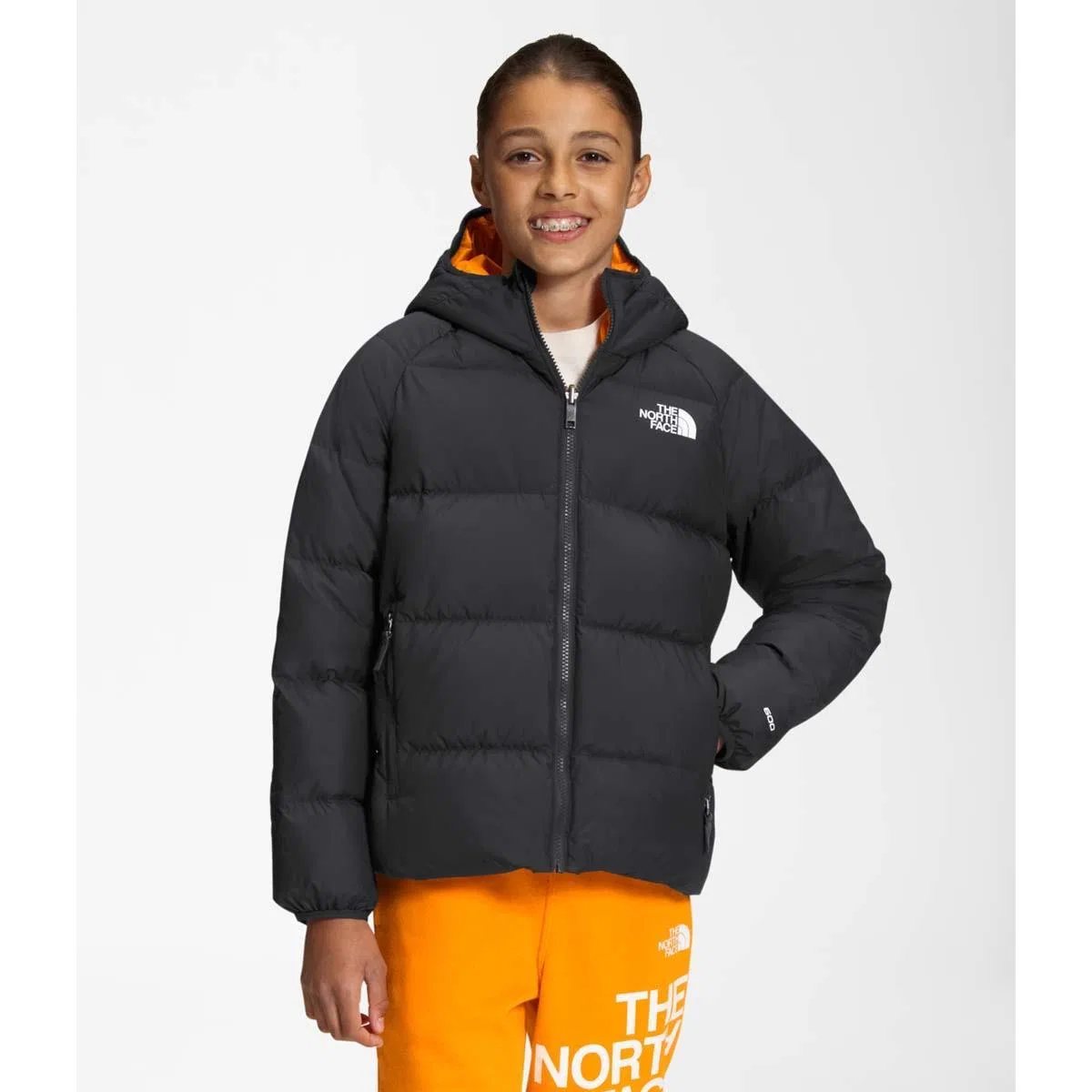 Куртка-пуховик утепленная с капюшоном, двусторонняя The North Face, Asphalt Grey