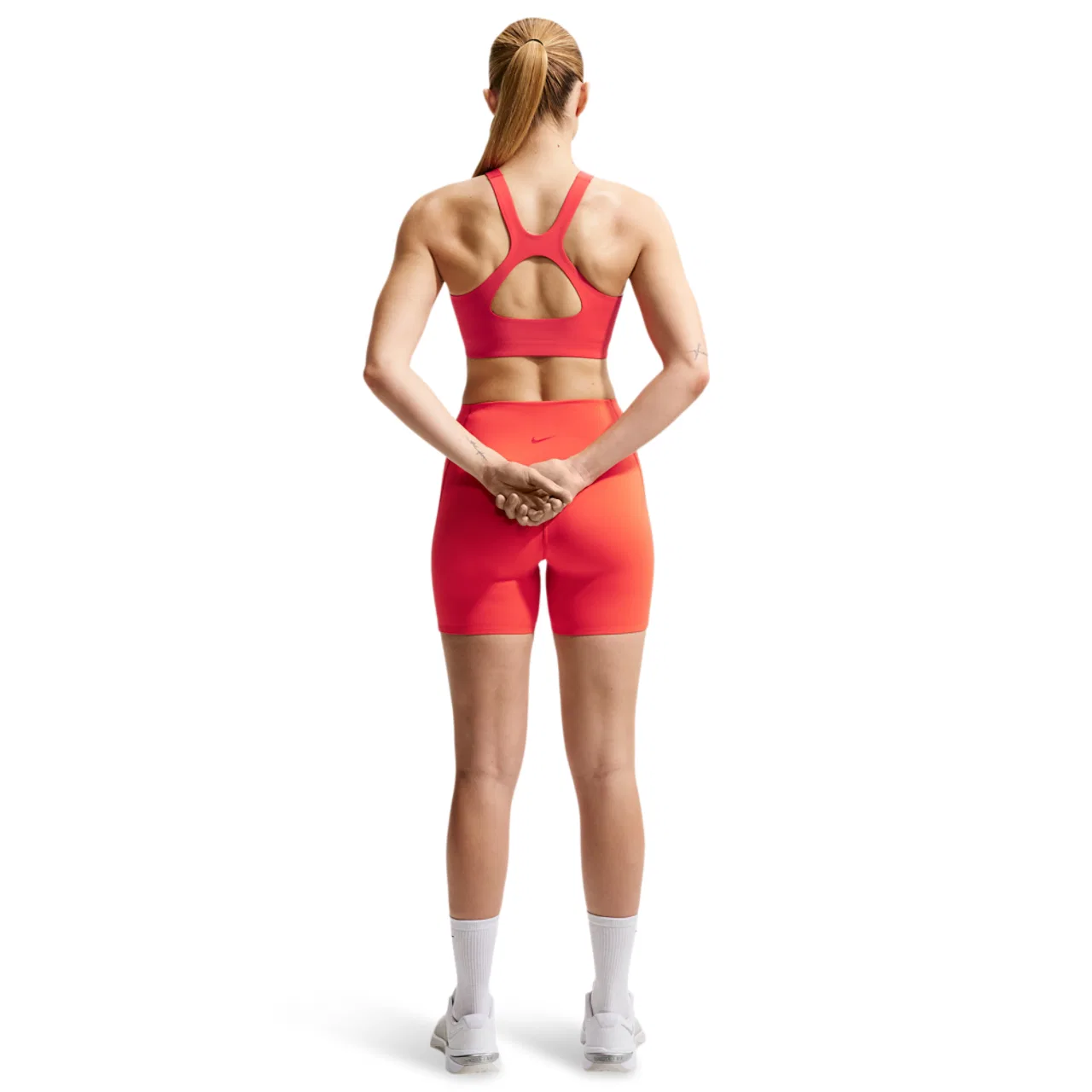 Женский спортивный бюстгальтер Universal Mid Support Bra Nike, цвет University Red/Lt Crimson/University Red — фото 4