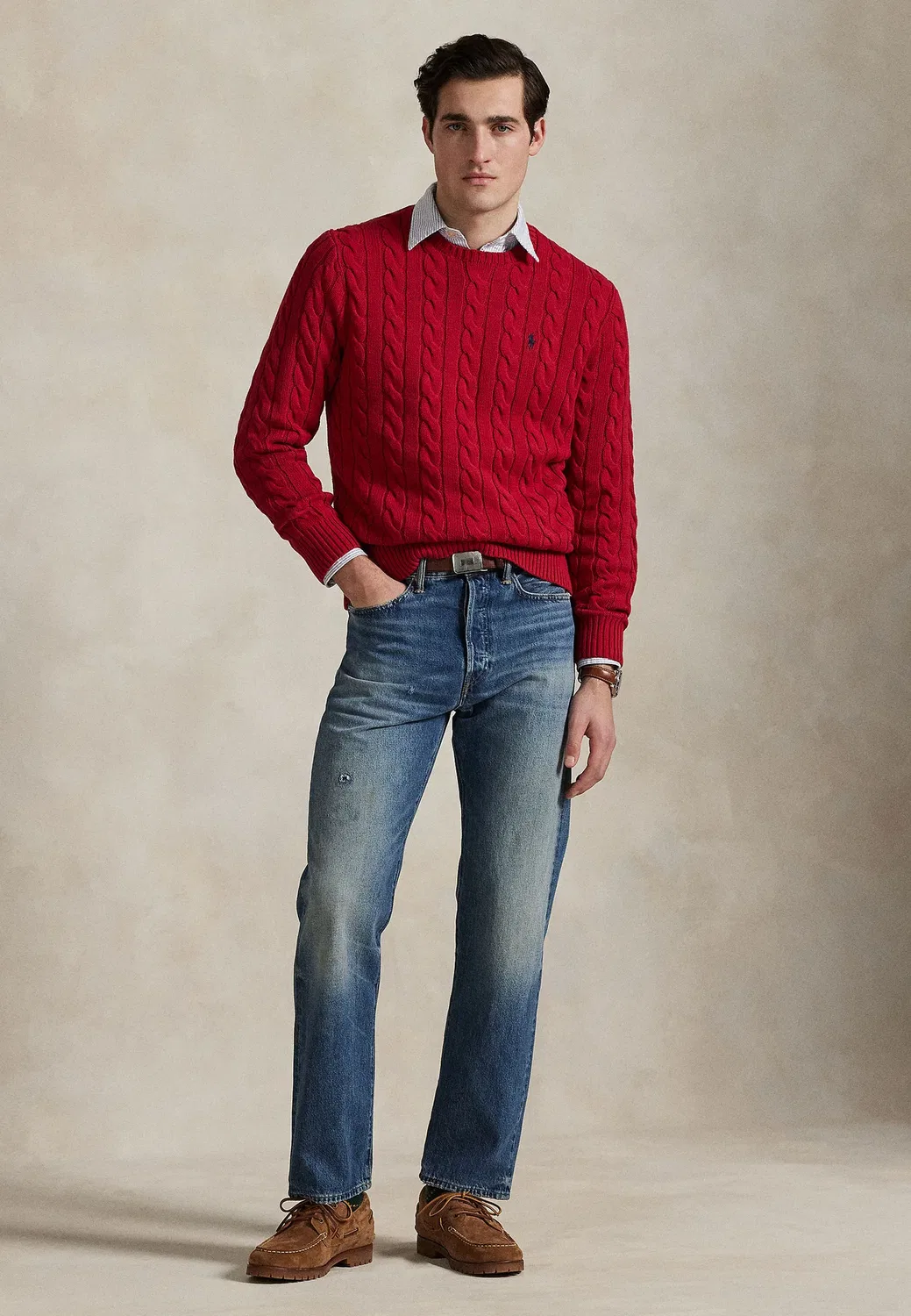 Хлопковый свитер крупной вязки - джемпер Polo Ralph Lauren, Park Avenue Red — фото 2