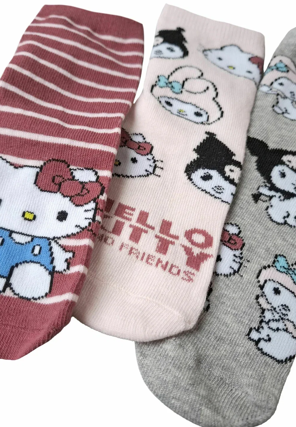 3Er pack socken friends sneaker söckchen - socks Hello Kitty, Rosa Grau — фото 2