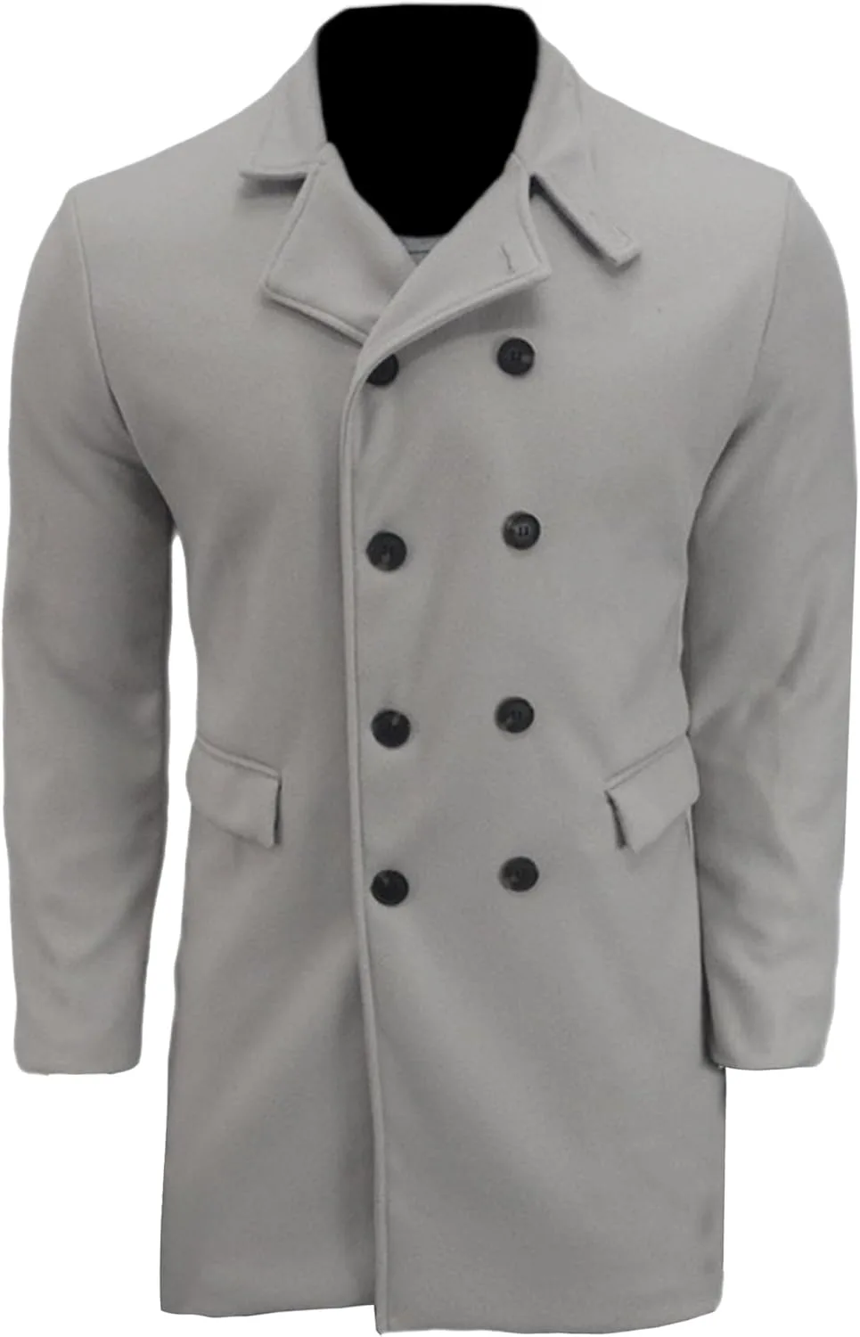 Тренч Men's Luxury Full Length, длинное шерстяное пальто, зимняя ветровка Generic, светло-серый — фото 3