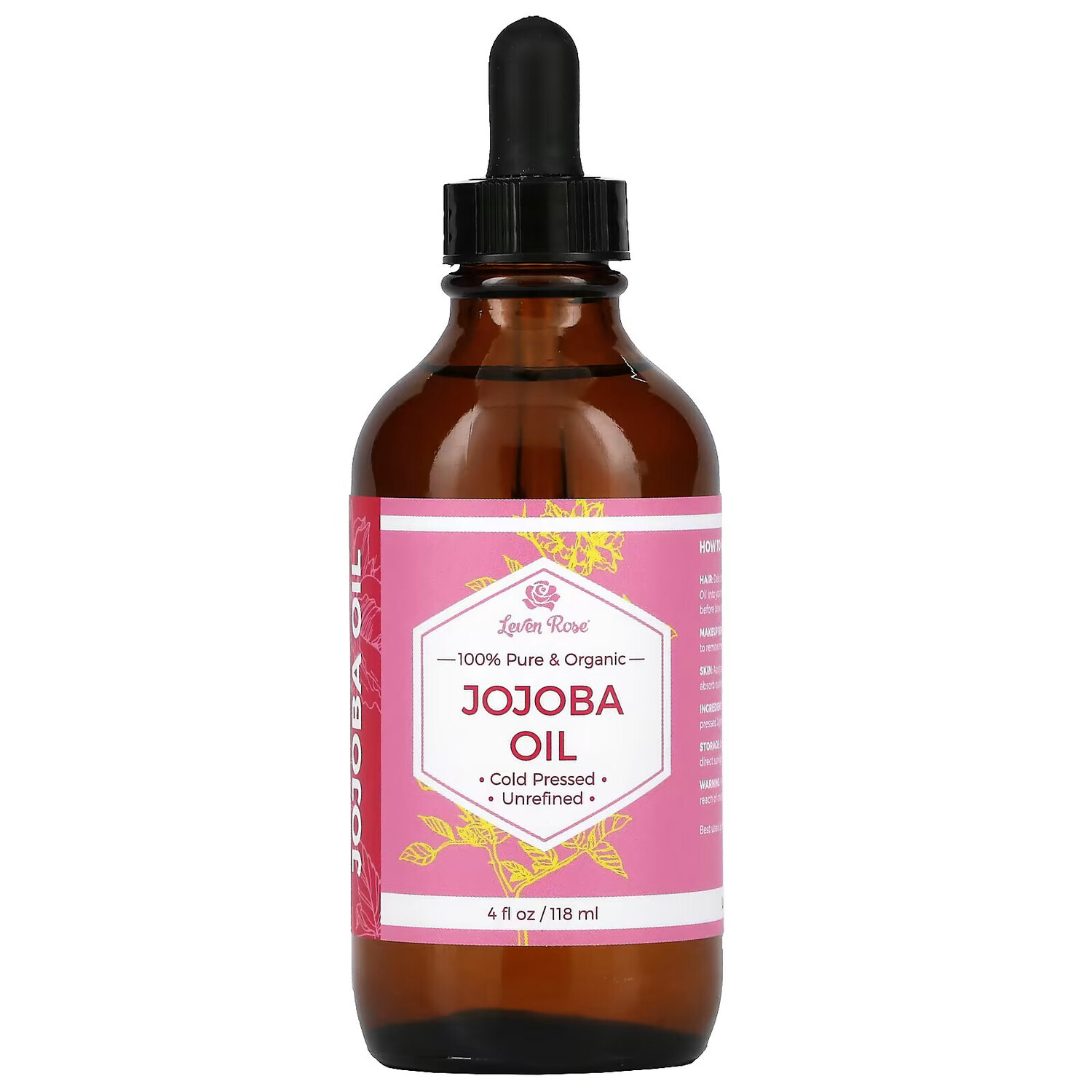 

Leven Rose, 100% чистое органическое масло жожоба, 118 мл (4 жидк. Унции)