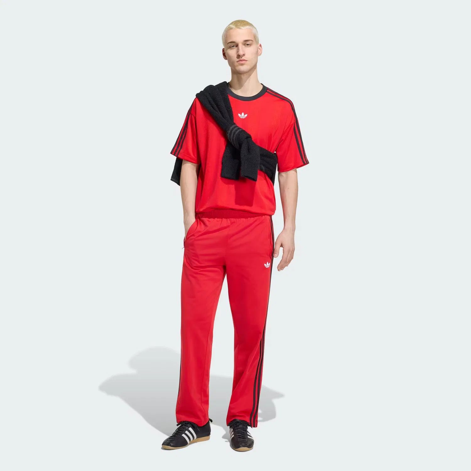 Мужская футболка свободного кроя Adicolor Jacquard Adidas Originals, ярко-красный — фото 3