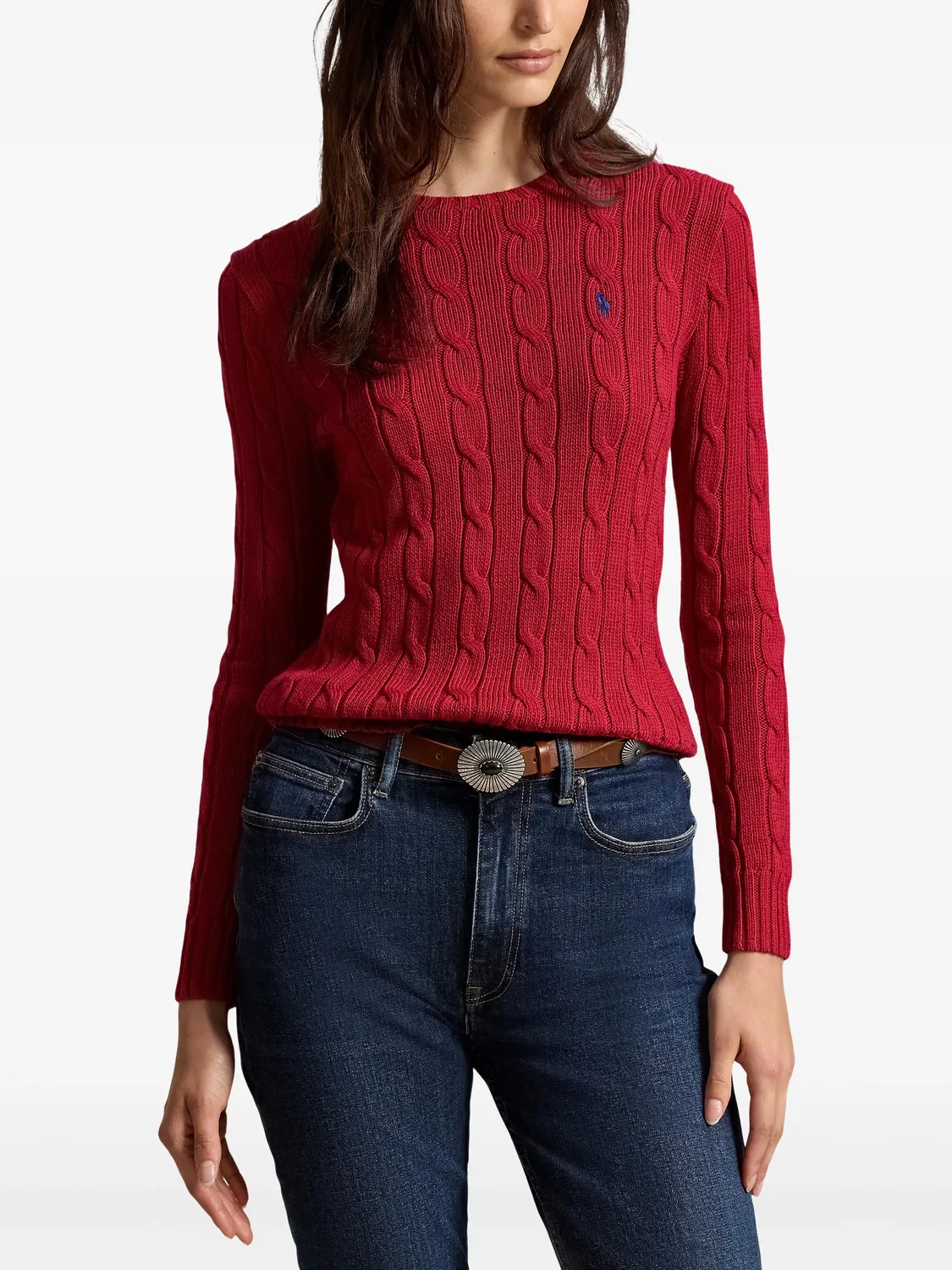 Джемпер фактурной вязки из хлопка Polo Ralph Lauren, красный — фото 2