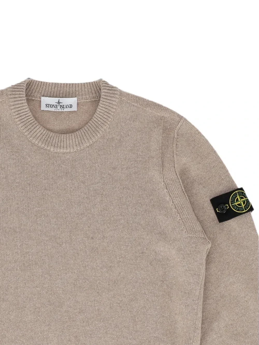 Свитер с логотипом-нашивкой Stone Island Junior, бежевый — фото 3