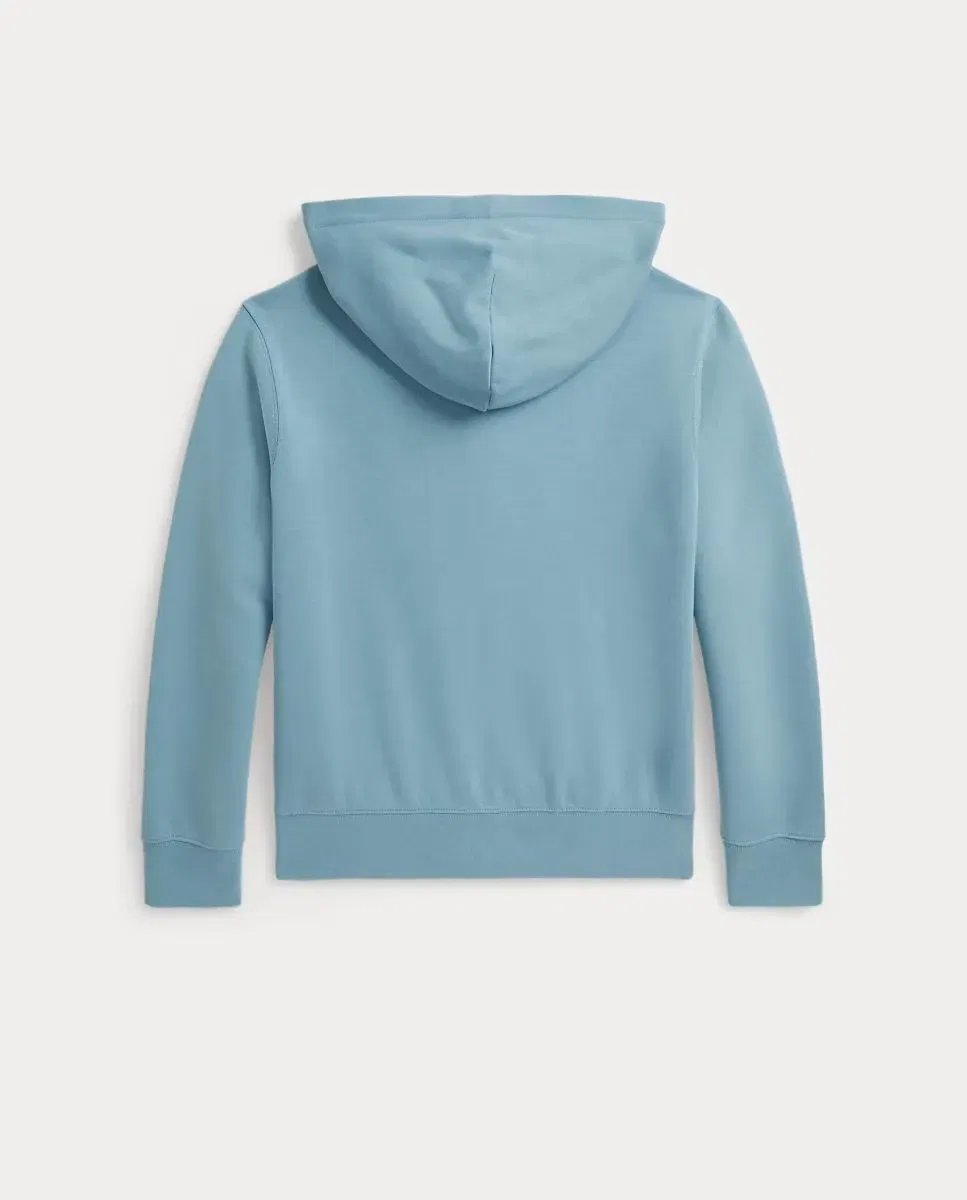 Детская худи с капюшоном из технического трикотажа с кенгуру-карманом Polo Ralph Lauren, Голубая — фото 2