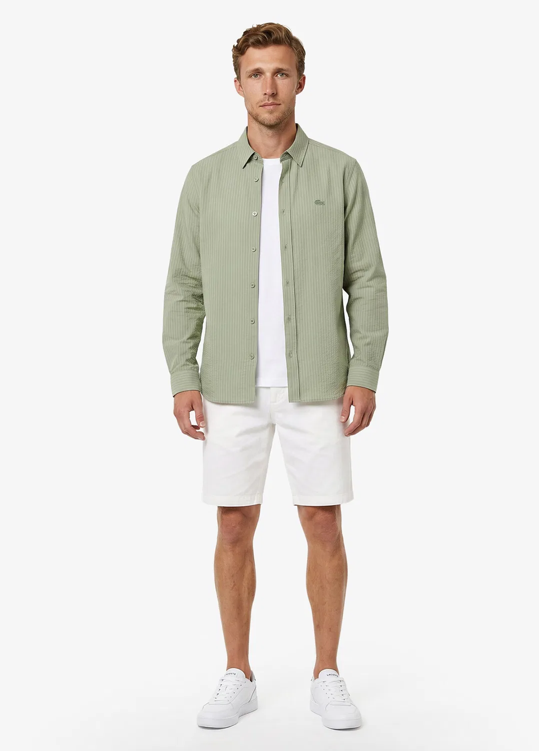 Рубашка Lacoste, черно-белая полоска, Regular Fit, Haki-BMY — фото 3
