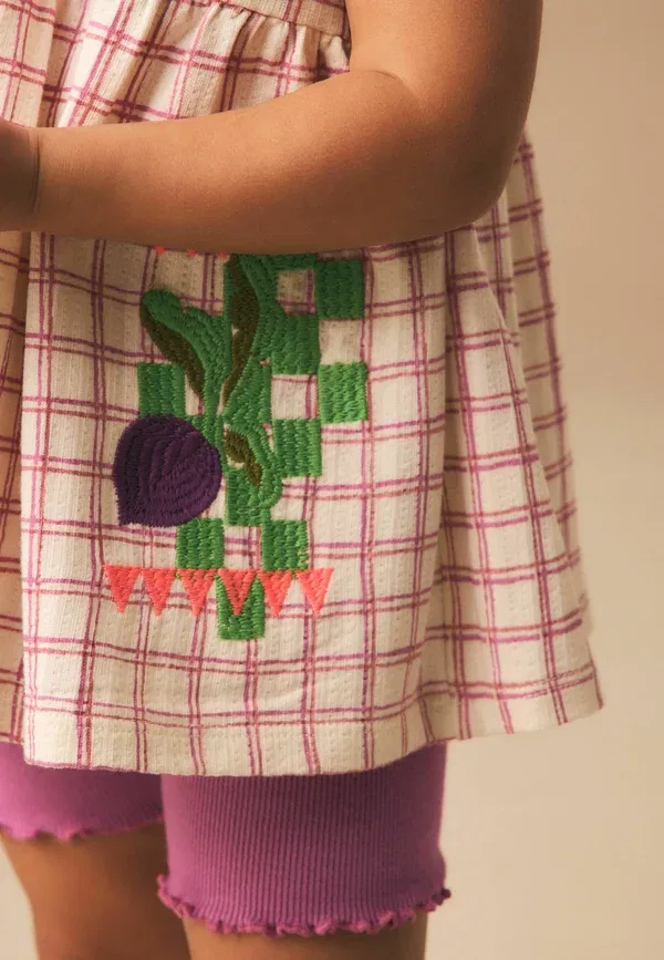 Комплект из топа с пеплумом и шорт с завышенной талией, Regular fit, Next, purple fruit embroidery, фиолетовый — фото 2
