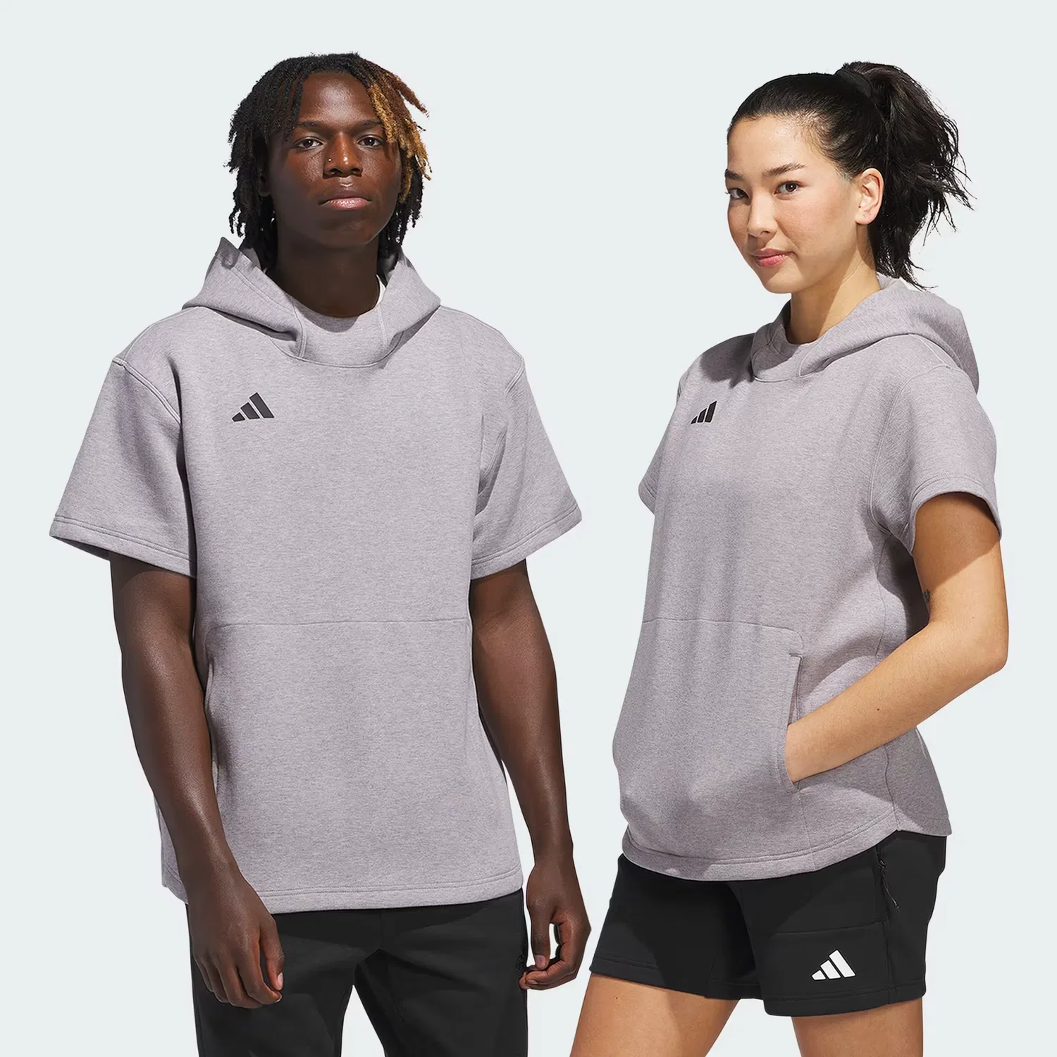 Худи с коротким рукавом Dugout Adidas Performance, серый меланж