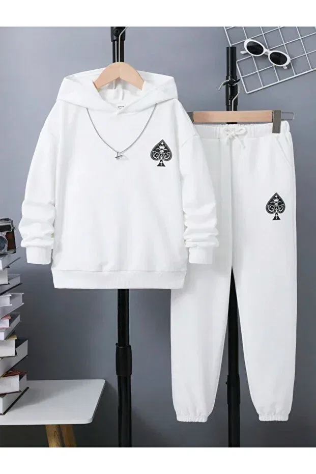 Детский спортивный костюм с принтом Bymeer, White