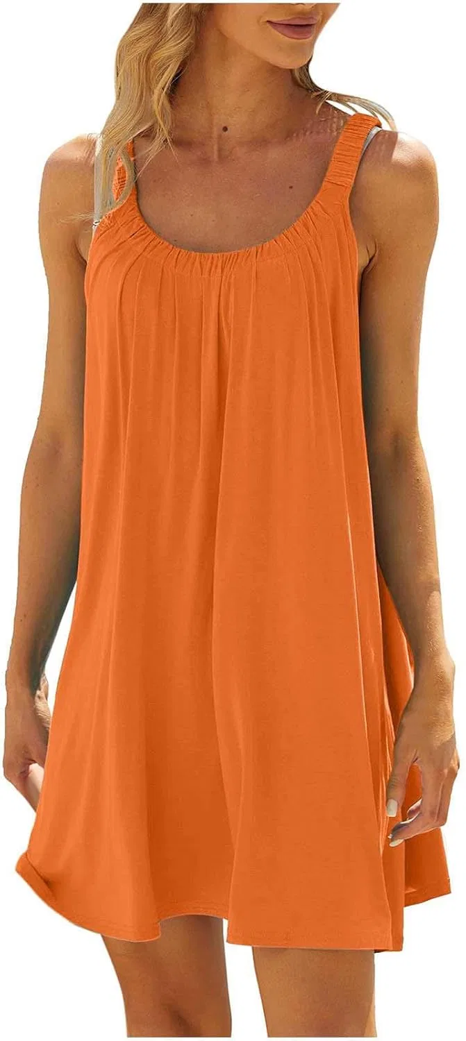 Платье-сарафан мини на бретелях Smocked Casual, Orange