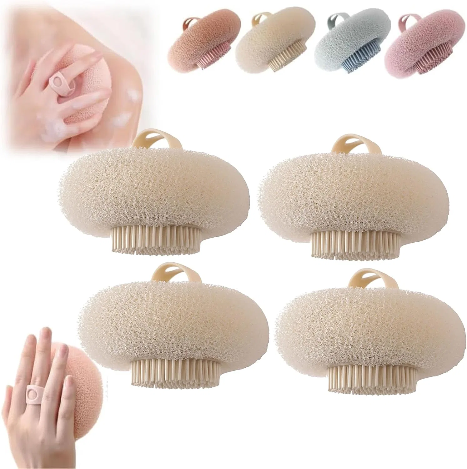 Спонж для душа с пилингом, Generisch, 10x8x4 см, Beige