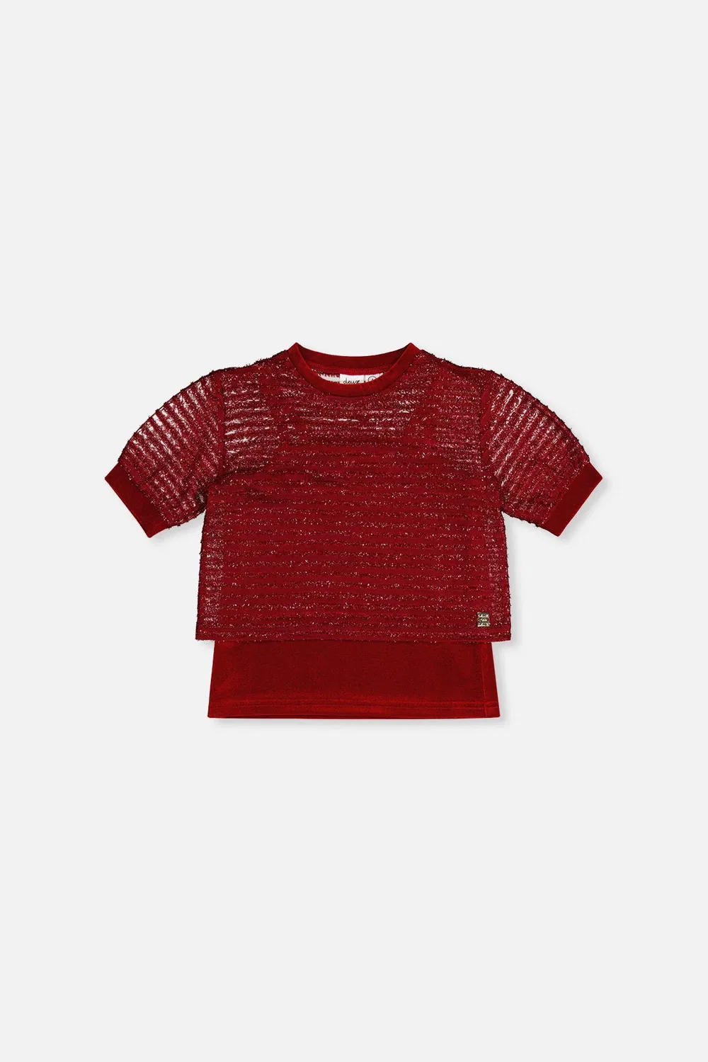 Детская футболка с эффектом слоев и коротким рукавом Christmas Couture Deux par Deux, Rouge