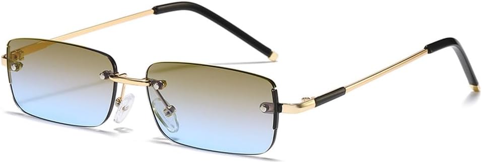 

Солнцезащитные очки UV400 с металлическими безободковыми линзами и прозрачным градиентом цвета «океан» — для женщин и мужчин, для бега и занятий спортом на открытом воздухе UYPTK, Gold Tea Blue