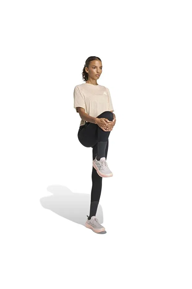 Женская футболка спортивная хлопковая Adidas, Beige — фото 3