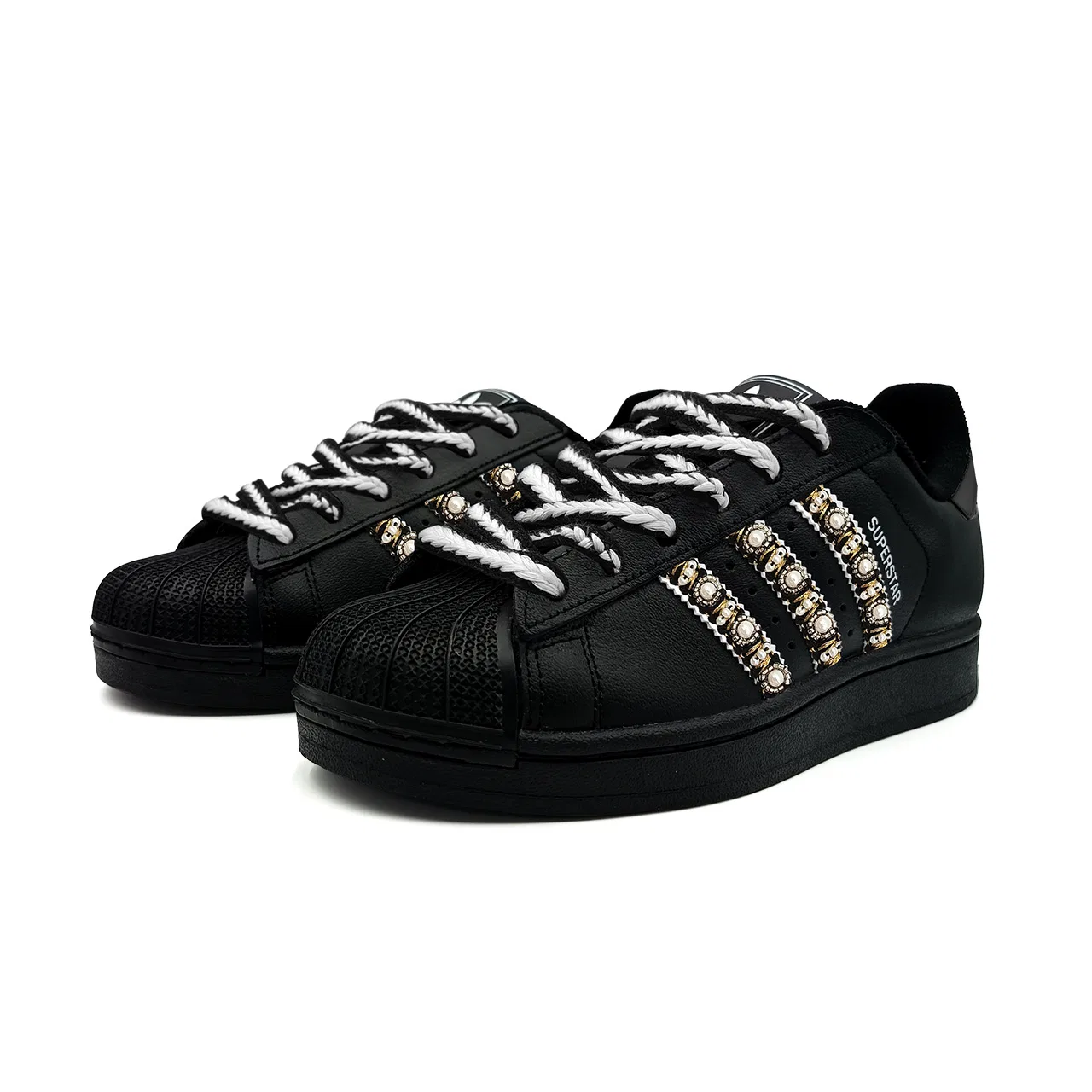 Кроссовки для скейтбординга детские Superstar 2, Adidas Originals, Black Gold — фото 4