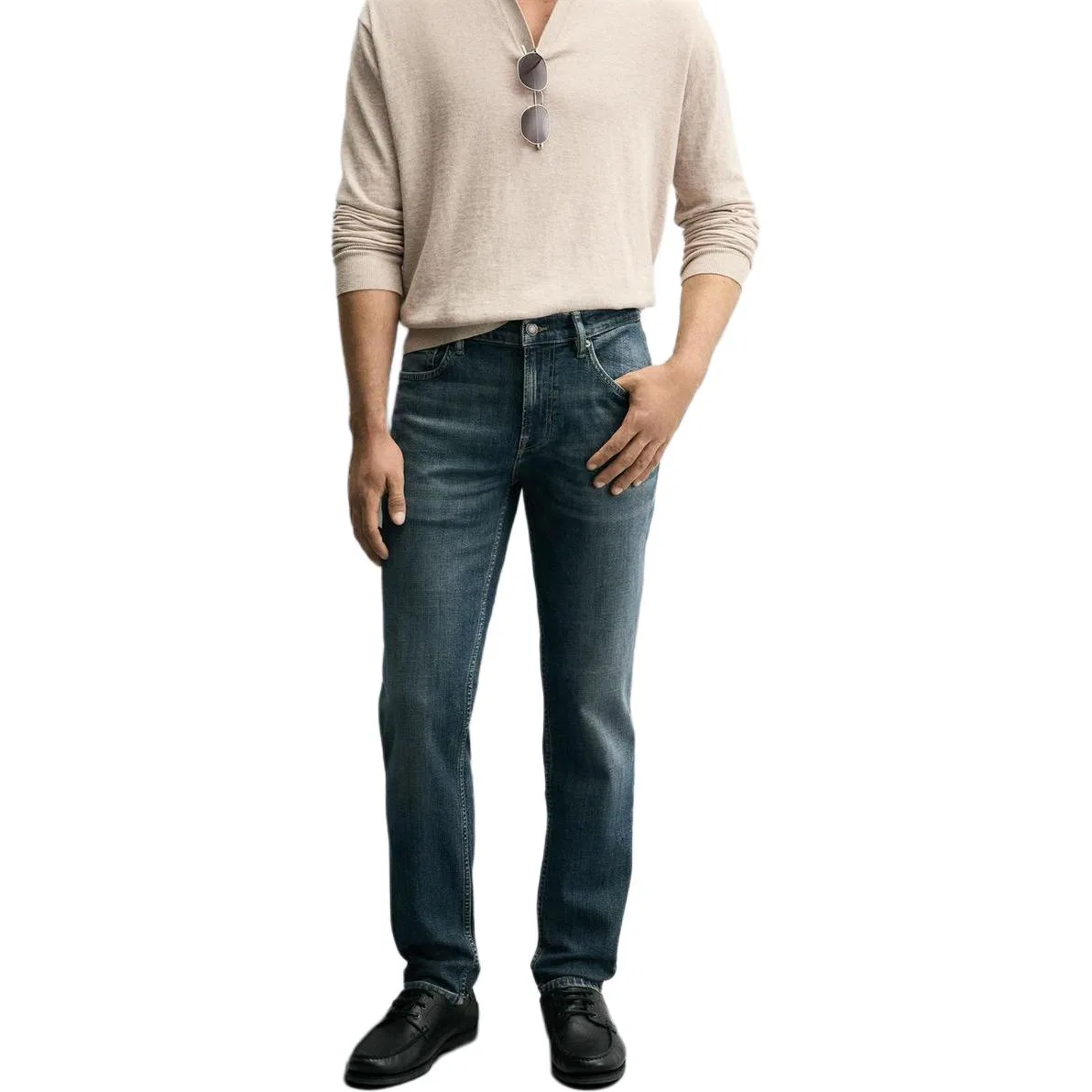 Мужские джинсы с умеренно зауженным кроем Blue ZARA, Blue — фото 4