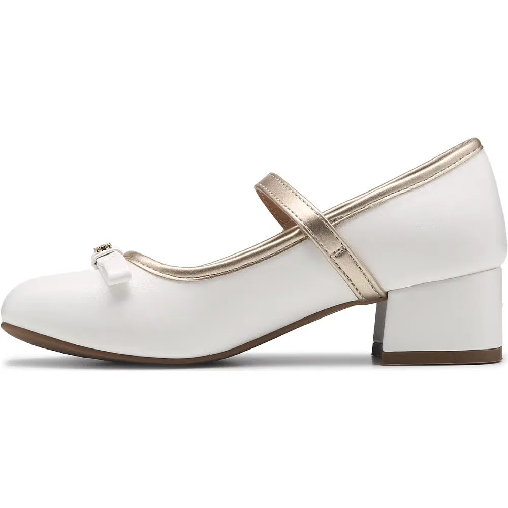Детские туфли-лодочки Bianca с бантом Sam Edelman, White/Gold — фото 3