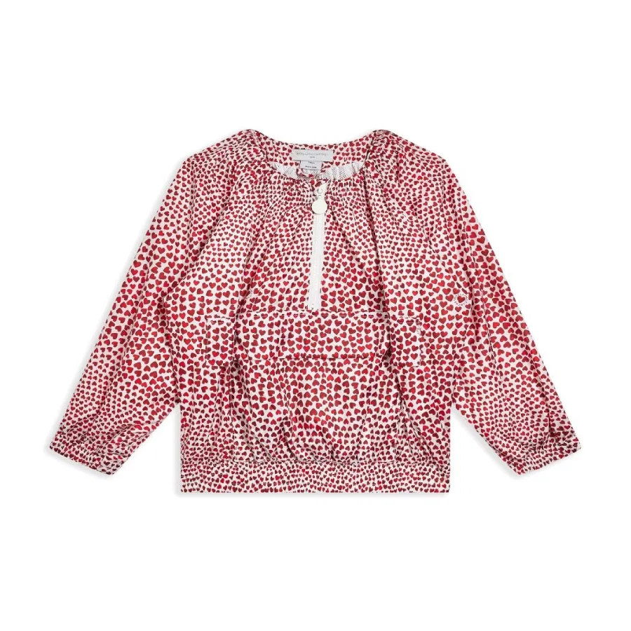 Блуза с принтом Heart-Print Kids Crew Neck Blouse Stella McCartney, Ivory Red