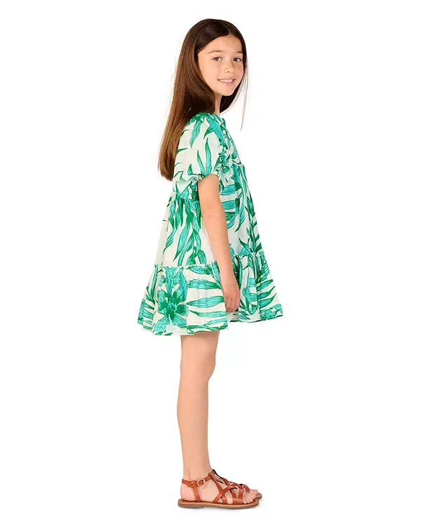 Детское платье для девочек с принтом Palm Leaf Print Poupette St. Barth, Green Palm Leaf 3Pf — фото 4