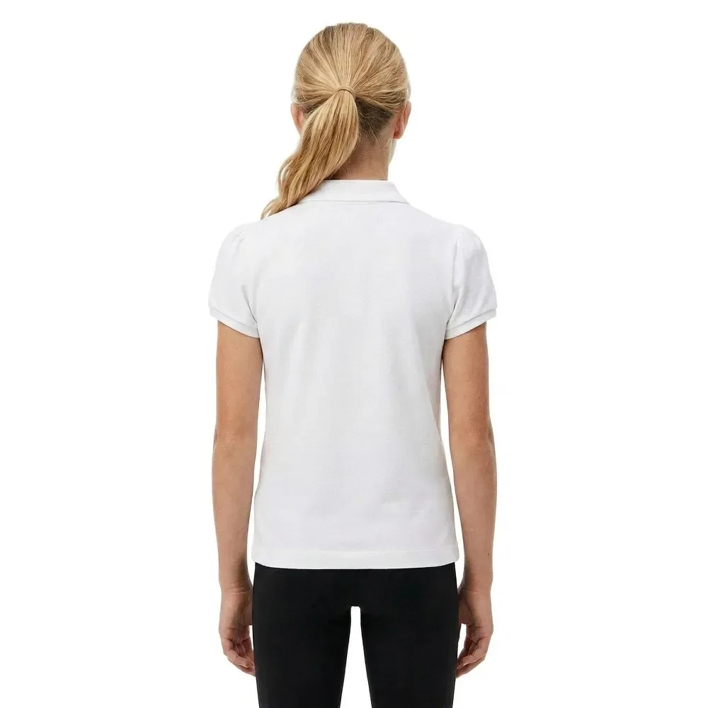Детское поло для девочек с коротким рукавом Lacoste kids, White — фото 2