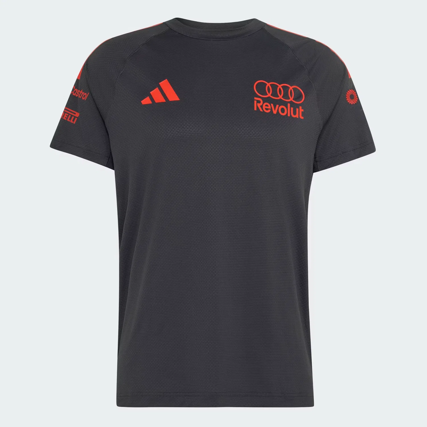 Мужская футболка приталенного кроя Audi Revolut F1 Team Mechanics Adidas Performance, Utility Black/Hi-Res Red — фото 4